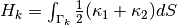 H_k=\int_{\Gamma_k} \frac 12 (\kappa_1 + \kappa_2) dS
