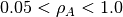 0.05 < \rho_A < 1.0